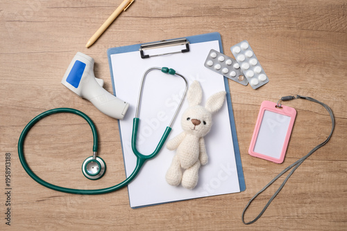 Toy bunny with medical supp...