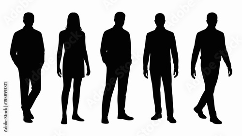 Five people standing in different poses.