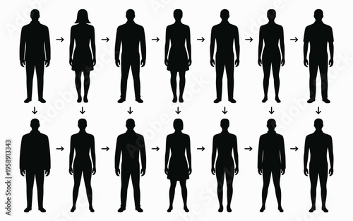 Diverse human silhouettes for infographics and design.