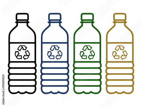 Recyclable Plastic Water Bottle Line Icon Vector Stock Illustration