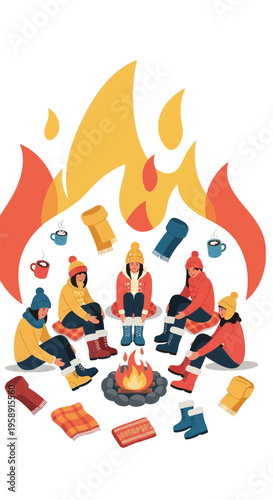 Cozy Campfire Gathering With Friends Enjoying Warmth And Fellowship