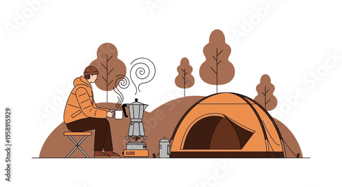 Cozy Camping Morning With A Warm Beverage In The Wilderness