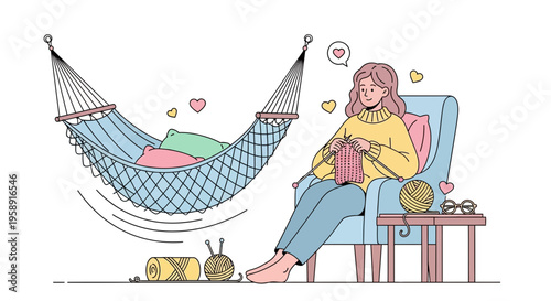 Cozy Relaxation And Creative Knitting Leisure Time Scene