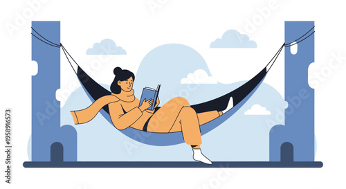 Cozy Retreat Serene Woman Enjoys Hammock Reading Outdoor Scene