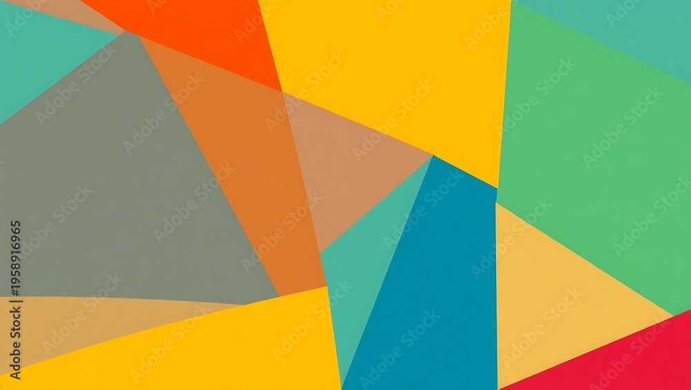 Fototapeta premium Deconstructed geometry background in flat style, bold colors, middle space left blank