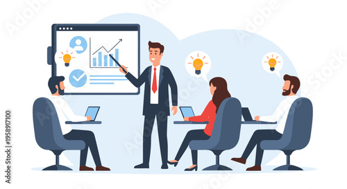 Business team in a meeting with a presentation