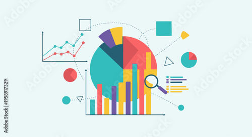 Vibrant infographic elements on light background