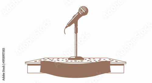Brown microphone on stand podium.