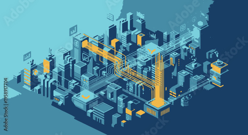 Futuristic cityscape with sleek skyscrapers and modern architecture