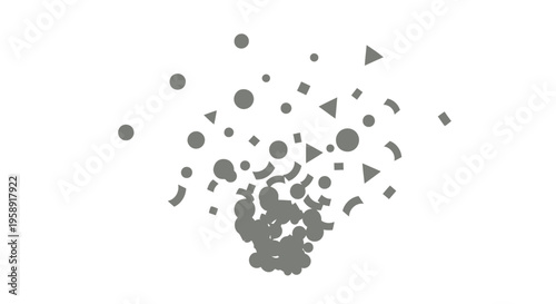 Gray geometric shapes floating apart.