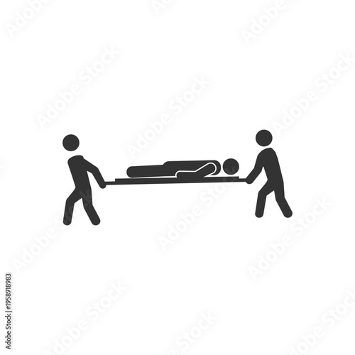 Flat design vector of paramedics carrying a patient, or injured athlete