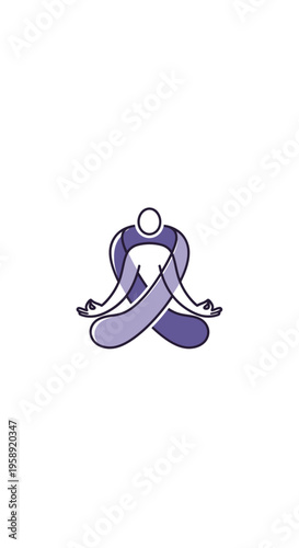 Abstract figure meditating in lotus yoga pose icon design
