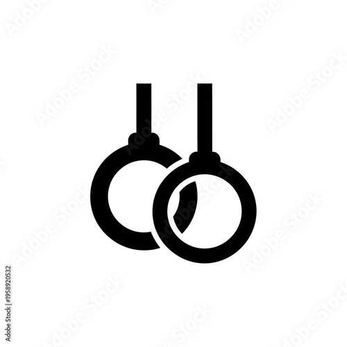 Black gymnastic rings icon for fitness and sport