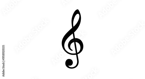 Black treble clef musical symbol on white background