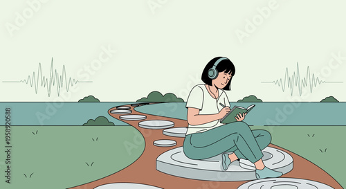 Creative Journey Of Inspiration And Reflection With Headphones