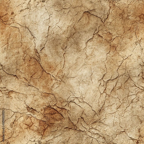 Soft vintage parchment texture background with cracked and weathered surface in warm brown tones, creating aged and rustic appearance for design or artistic use