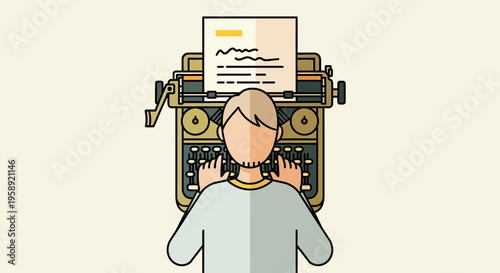 Creative Person Typing Vintage Machine Artistic Writing Concept