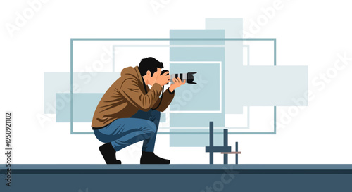 Creative Photographer Capturing Moments with Professional Camera Equipment