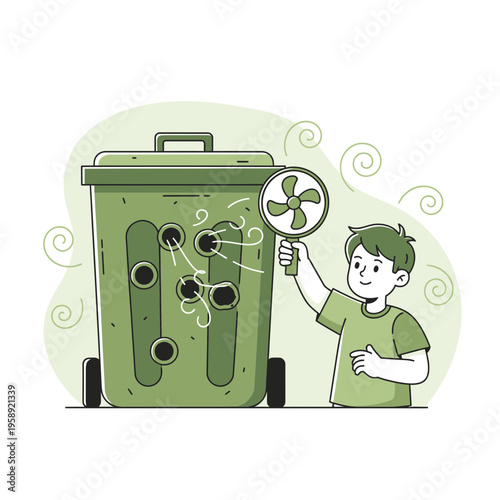 Creative Solution For Cooling A Hot Trash Can With A Small Fan