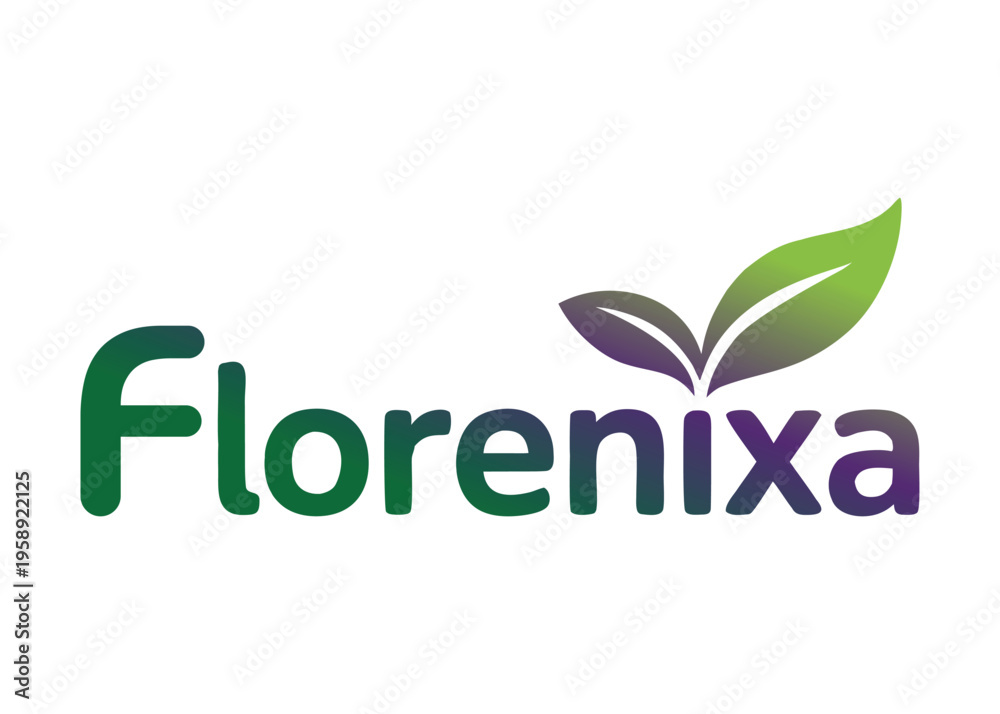 Fototapeta premium Florenixa Brand Logo with Green Leaves