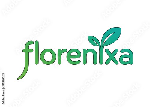 Florenixa Green Leaf Organic Brand Logo with Soft Accent