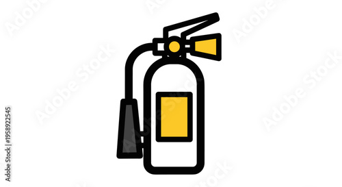 A minimalist flat vector illustration of a fire extinguisher isolated on a plain white background