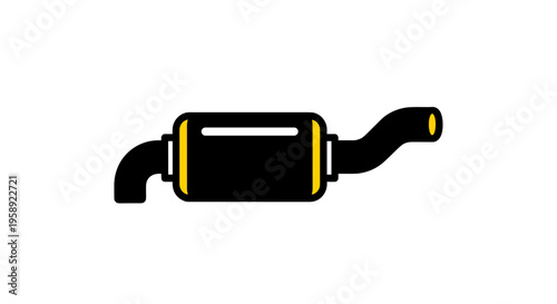 A minimalist flat vector icon representing an automotive vehicle exhaust muffler pipe component