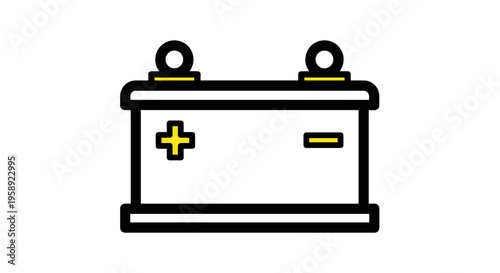 A minimalist flat vector icon illustration of a standard automotive lead acid battery terminal