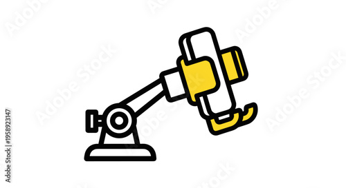 A minimalist vector icon of a adjustable smartphone mount holder isolated on a plain white background