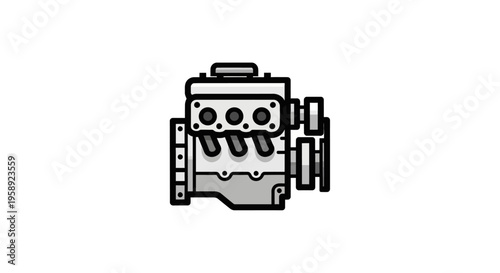 Automotive engine illustration with a minimalist design for mechanical or engineering concepts