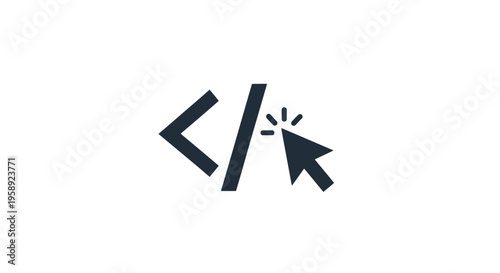 Coding Icon Depicting HTML Tag with Clicking Cursor Symbolizing Web Development