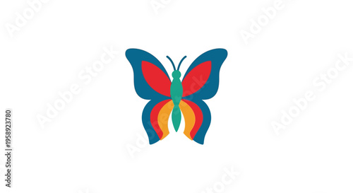 Colorful butterfly illustration, perfect for logo design or children's artwork on a white background