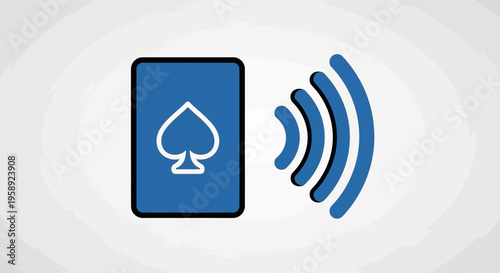 Contactless Payment Illustration Featuring a Spade Symbol and Wireless Communication