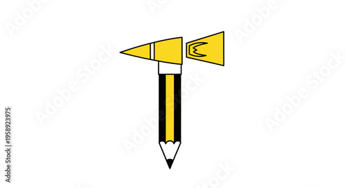 Creative concept combining a pencil with a rocket symbol for innovative ideas