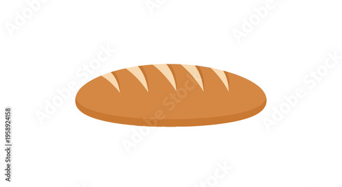 Freshly baked artisan bread loaf isolated on white background, bakery food illustration