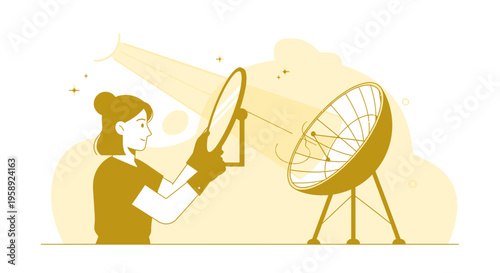 Creative Woman Utilizes Mirror And Satellite Dish Harnessing Solar Energy Power