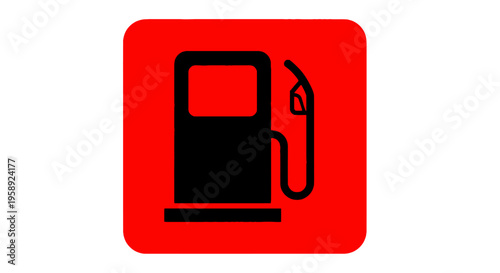 Gas station symbol in red square graphic element for traffic or transportation usage