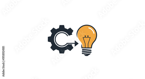 Gear and Bulb Illustration: Representing Innovation, Technology, and Creative Processes