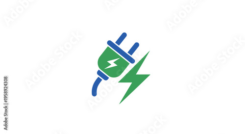 Graphic illustration of a plug with lightning bolt, symbolizing electrical power supply