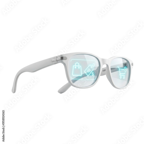 Augmented reality AR glasses for virtual shopping isolated