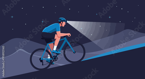 Cyclist Navigating Trails Under Starry Night Sky