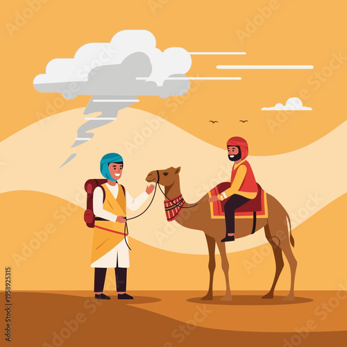 Desert Adventure Journey With Camel And Guide