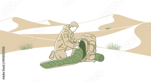 Desert Expedition Preparation Lone Traveler Packing Sleeping Bag For Harsh Environment