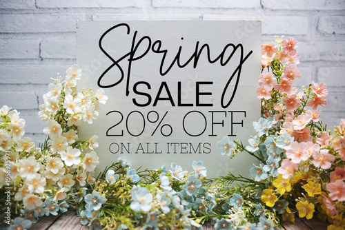 Spring Sale 20% off Promotion Offer Discount Retail Shopping Concept