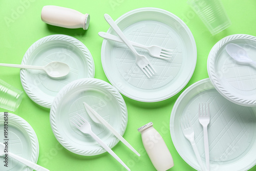 Plastic plates with cups, b...