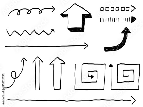 手描きあしらいセット　矢印　方向　鉛筆