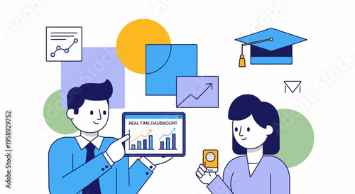 Business team analyzing real time sales data dashboard for successful corporate financial growth and management strategy