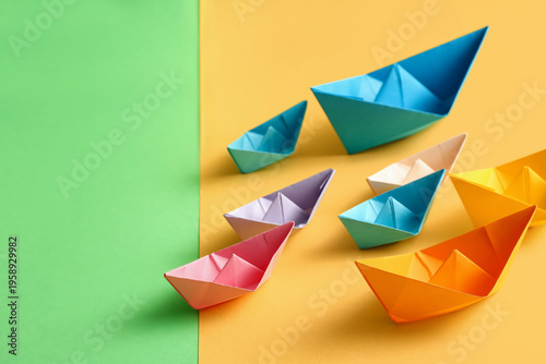Many colorful origami boats...