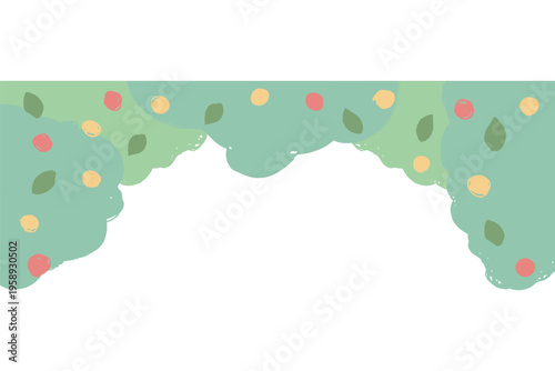 森のシンプルかわいいデザイン 幼稚園・保育園向けWebヘッダー素材 植物と動物の上部装飾ボーダー 背景