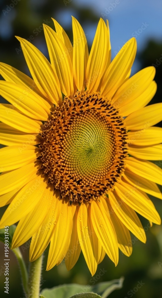Naklejka premium Radiant Sunflower Bloom - A Close-Up of Summers Beauty.
